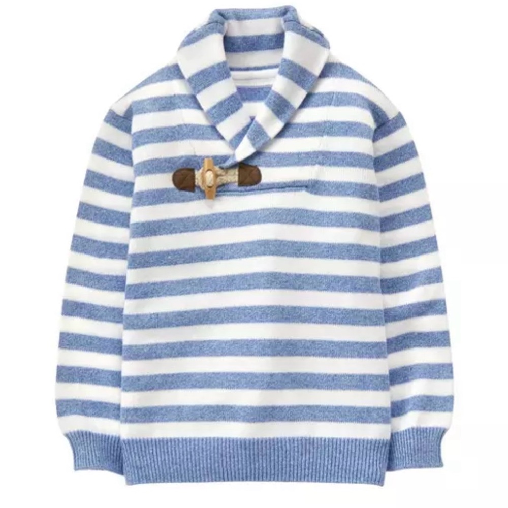 Janie and Jack Sky Stripe Shawl Collar Pullover Sweater, 4T